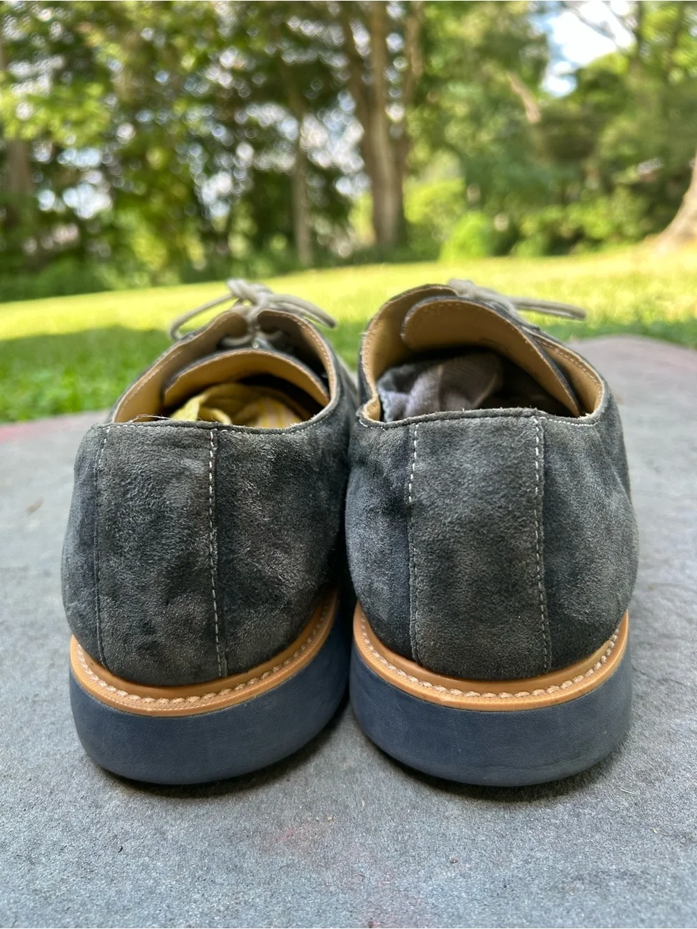 Cole Haan Men's Size 12 Suede Derby Shoes in Dark Blue